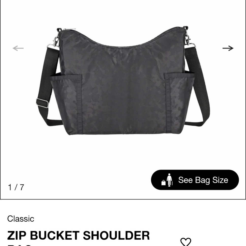 Lesportsac Black Zip Bucket Shoulder Bag